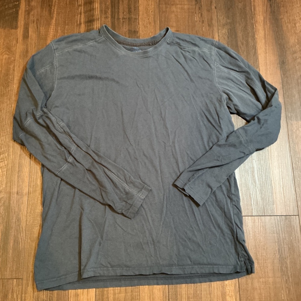 KUHL Wildfibre Long Sleeve Shirt Gray Organic Cotton Contrast Stitch XL Mens